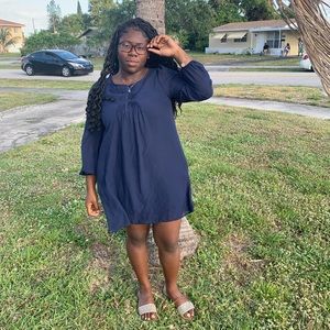 Xhilaration 3/4 sleeve blue mini dress XL